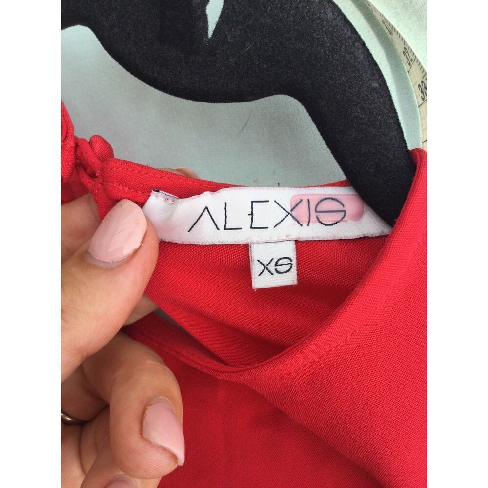 Alexis Red Stone top womens XS Cherry holiday festive formal asymmetrical hem - Picture 5 of 14